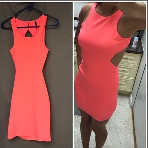 Bright Coral Cutout Dress